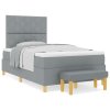 Postel s box springem s matrací a lavicí světle šedá 120x190 cm tkanina 3344359