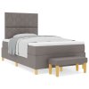 boxspring postel s matrací a lavičkou taupe 120x190 cm textilie 3344363
