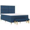Postel s boxspringem s matrací a lavicí modrá 140x200 cm tkanina 3344386