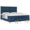Boxspring postel s matrací a lavičkou modrá 180x200 cm tkanina 3344400