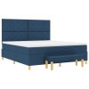 Boxspring postel s matrací a lavičkou modrá 180x200 cm tkanina 3344400