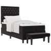 Postel s Boxspringem s Matrací a Lavicí Černá 90x190 cm Samet 3344416