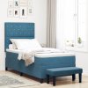 Postel s boxspringem s matrací & lavicí tmavě modrá 90x200 cm samet 3344424