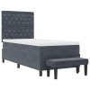 Postel s box springem s matrací a lavicí tmavě šedá 100x200 cm samet 3344427