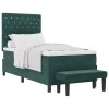 Boxspring postel s matrací & lavicí Tmavě zelená 100x200 cm Samet 3344429