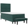 Boxspring postel s matrací & lavicí Tmavě zelená 100x200 cm Samet 3344429