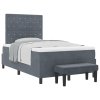 Boxspring postel s matrací & lavičkou Tmavě šedá 120x200 cm Samet 3344439