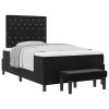 boxspring postel s matrací a lavicí černá 120x200 cm samet 3344440