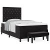 boxspring postel s matrací a lavicí černá 120x200 cm samet 3344440