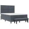 Postel s box springem a matrací & lavicí tmavě šedá 140x200 cm samet 3344451