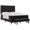 Černá postel s box springem a matrací & lavicí 140x200 cm samet 3344452