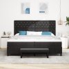 postel s box springem s matrací a lavicí černá 200x200 cm samet 3344470