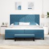 Postel s boxspringem s matrací & bench tmavě modrá 200x200 cm samet 3344472
