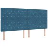 Postel s boxspringem s matrací & bench tmavě modrá 200x200 cm samet 3344472