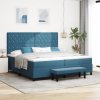 Postel s boxspringem s matrací & bench tmavě modrá 200x200 cm samet 3344472