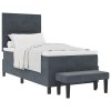 Postel s boxspringem s matrací a bench Tmavě šedá 100x200 cm Samet 3344493