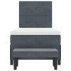 Postel s boxspringem s matrací a bench Tmavě šedá 100x200 cm Samet 3344493