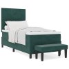 Boxspring postel s matrací a lavicí tmavě zelená 100x200 cm samet 3344495