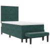 Boxspring postel s matrací a lavicí tmavě zelená 100x200 cm samet 3344495