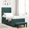Boxspring postel s matrací a lavicí tmavě zelená 100x200 cm samet 3344495