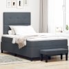 Boxspring postel s matrací a lavičkou tmavě šedá 120x200 cm samet 3344505