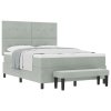 Boxspring postel s matrací a lavicí Světle šedá 140 x 190 cm Samet 3344510