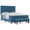 Postel s boxspringem s matrací & lavičkou tmavě modrá 140x190 cm samet 3344514
