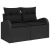 9-dílná sada zahradního sofa s polštáři Černý Poly Ratan Akácie 3347597