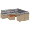 9dílný zahradní sofa set s polštáři Béžový Poly ratan Akácie 3347812