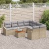 9dílný zahradní sofa set s polštáři Béžový Poly ratan Akácie 3347812