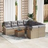 9dílný zahradní sofa set s polštáři Béžový Poly ratan Akácie 3347812