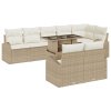 9kusová sada zahradních sofa s polštáři béžový poly ratan 3348667