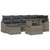7 dílná zahradní sofa set s polštáři šedý poly ratan 3349035