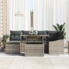 7 dílná zahradní sofa set s polštáři šedý poly ratan 3349035