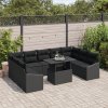 10dílná zahradní sofa set s polštáři černý poly ratan 3349069