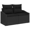 10dílná zahradní sofa set s polštáři černý poly ratan 3349069