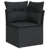 10dílná zahradní sofa set s polštáři černý poly ratan 3349069