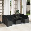 10dílná zahradní sofa set s polštáři černý poly ratan 3349069