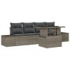 5 kusů Zahradní sofa set s polštáři Šedý poly ratan 3349085