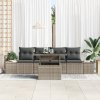 5 kusů Zahradní sofa set s polštáři Šedý poly ratan 3349085