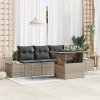 5 kusů Zahradní sofa set s polštáři Šedý poly ratan 3349085