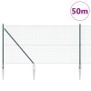 Svařovaný drátěný plot se 13 hrotovými sloupky Zelený 1.4x50 m ocel 3352124