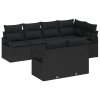 Sada zahradního sofa vidaXL 7 kusů s polštáři Černá Polyratan, Sada zahradního sofa vidaXL 2-místná s úložným prostorem a polštáři Černá Polyratan 3355092