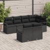 Sada zahradního sofa vidaXL 7 kusů s polštáři Černá Polyratan, Sada zahradního sofa vidaXL 2-místná s úložným prostorem a polštáři Černá Polyratan 3355092