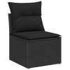 Sada zahradního sofa vidaXL 7 kusů s polštáři Černá Polyratan, Sada zahradního sofa vidaXL 2-místná s úložným prostorem a polštáři Černá Polyratan 3355092
