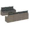 8 kusový zahradní jídelní set s polštáři šedý poly ratan 3355298