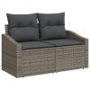 Sada zahradního sofa s polštáři šedá poly ratan 3355318
