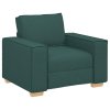 3dílná sofa souprava s polštáři tmavě zelená látka 3324614