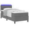 Boxspring postel s matrací a LED osvětlením, šedá, 90x200 cm, kordurová tkanina 3337583