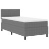 Boxspring postel s matrací a LED osvětlením, šedá, 90x200 cm, kordurová tkanina 3337583